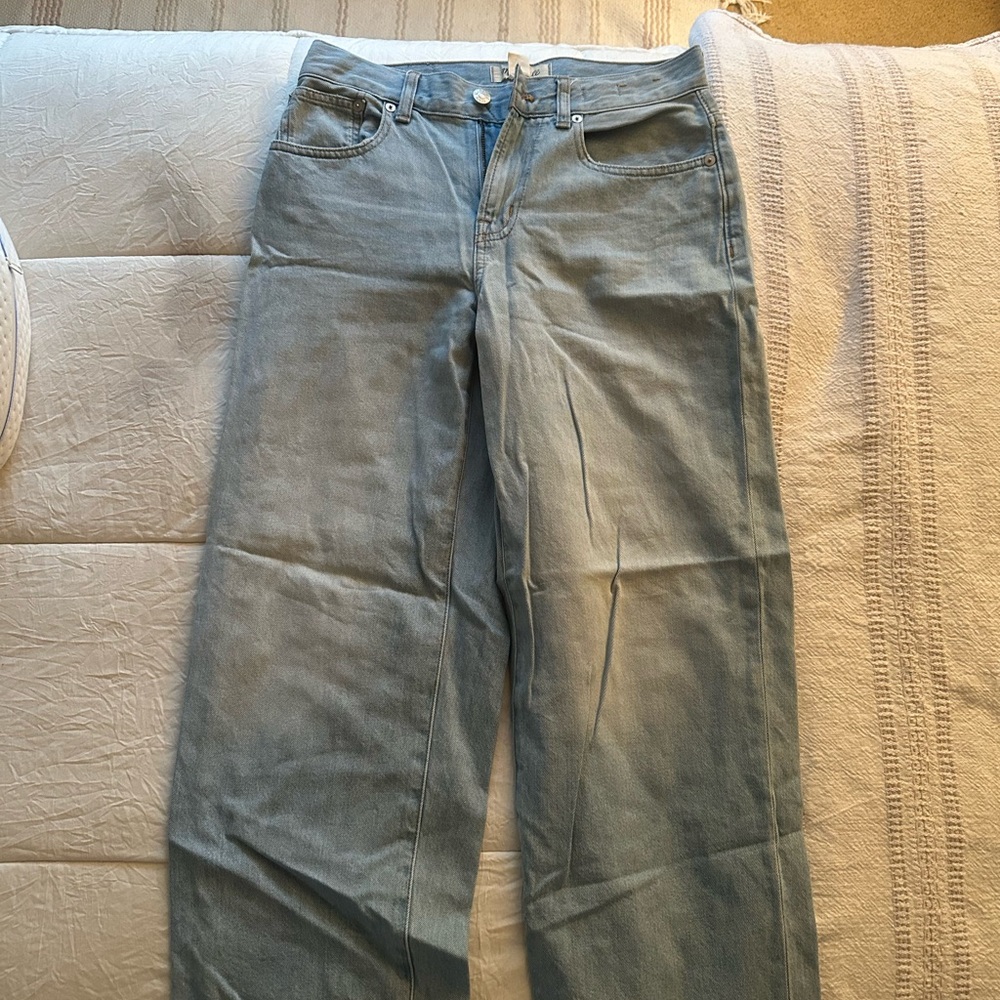 Madewell Wide Leg Pants in Light Blue